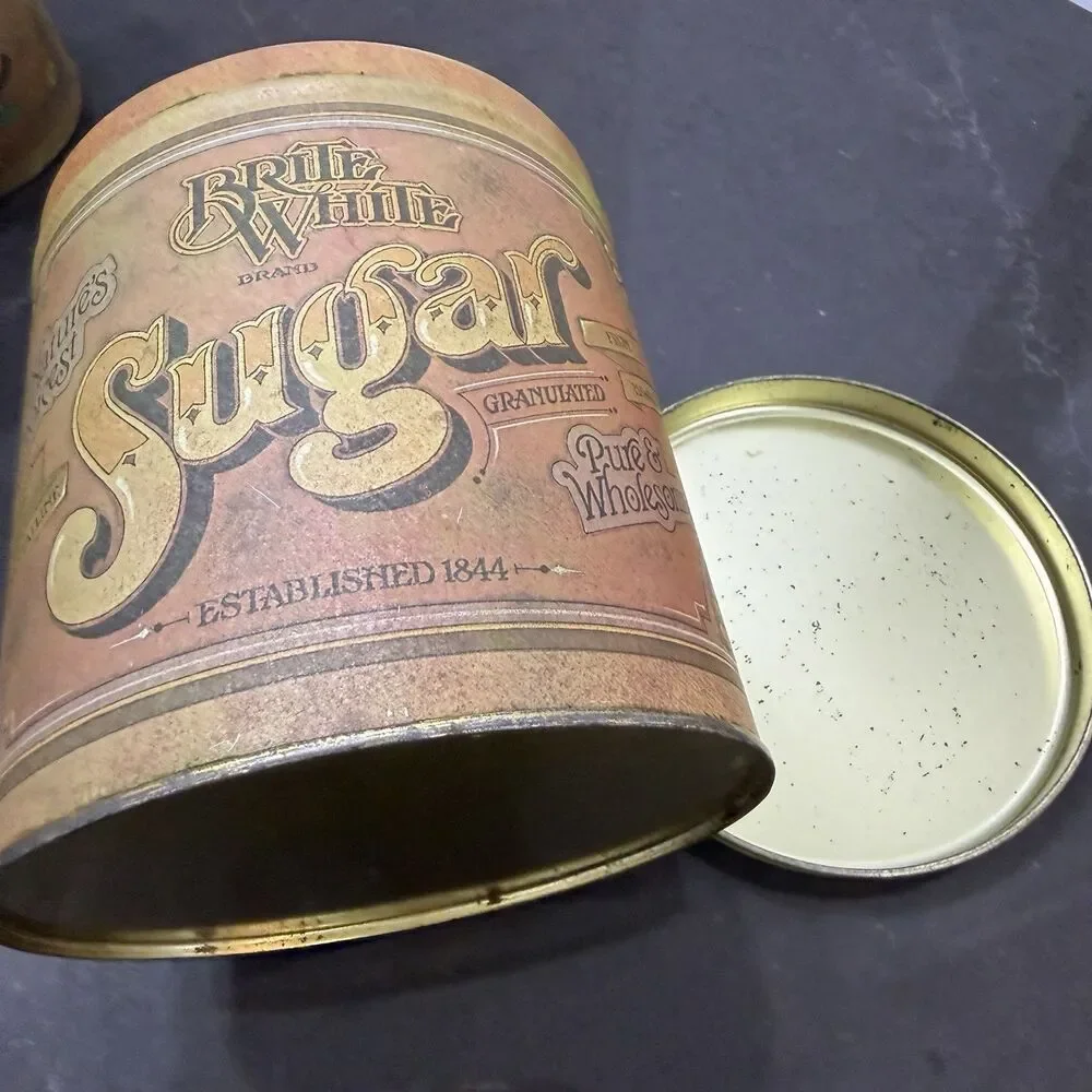 Vintage Ballonoff Flour Sugar Coffee Tin Canister Set MCM Retro Kitchen Litho US